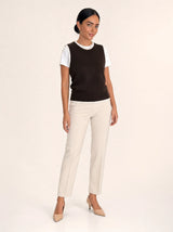 Gilet donna in maglia misto cotone bicolore con profili a contrasto Livia