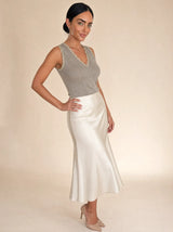 Canotta in viscosa lurex con pizzo Dafne