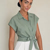 Camicia maniche corte con fiocco laterale Alisea