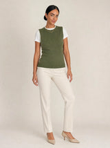 Gilet donna in maglia misto cotone bicolore con profili a contrasto Livia